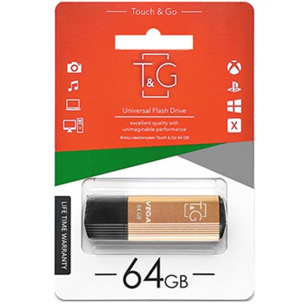 Флеш-накопичувач USB Flash 64GB T&G Vega Gold