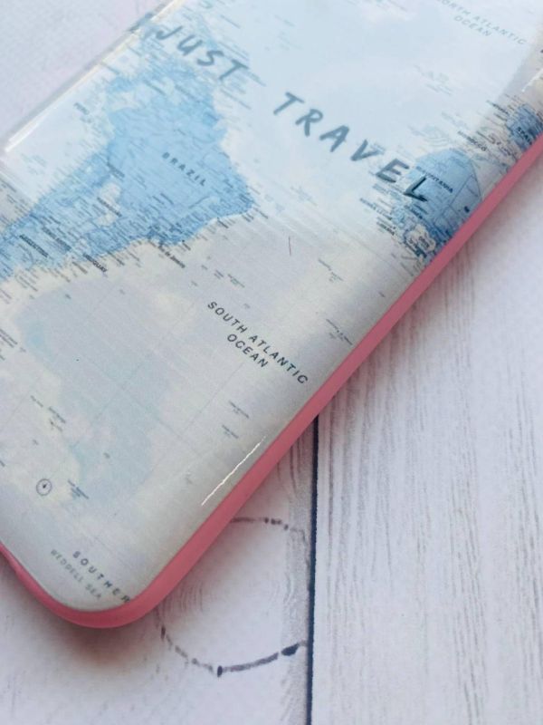 Матовий чохол з рожевими боками на Xiaomi Redmi 6 :: Подорожі. Карта (принт 323)