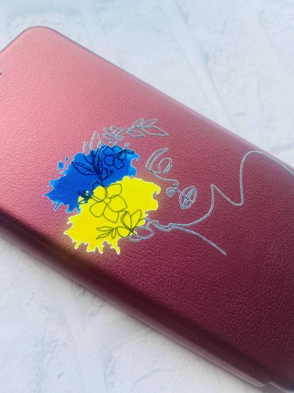 Чохол-книжка з малюнком для Samsung Galaxy A02s Бордовий :: Українка Арт (принт 3)