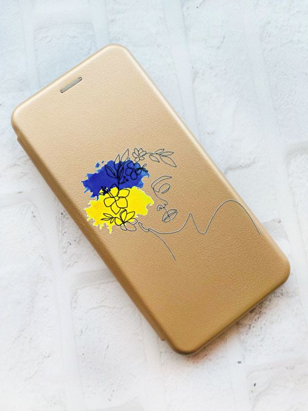 Чохол-книжка з малюнком для Samsung Galaxy A54 5G Золотий :: Українка Арт (патріотичний принт 3)