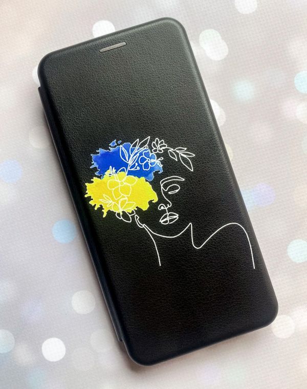 Чохол-книжка з малюнком для Xiaomi Redmi Note 12S Чорний :: Українка Арт (принт 3)