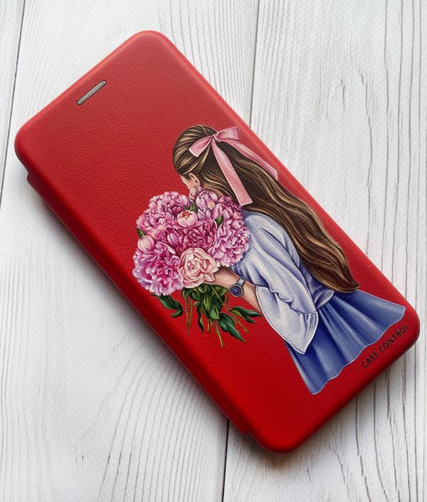 Чохол-книжка з малюнком для Samsung Galaxy A14 5G Червоний :: Дівчина з півоніями (принт 11)