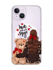 Магнітний чохол на iPhone 15 із підтримкою MagSafe :: Дівчина з ведмедиком (принт 188)