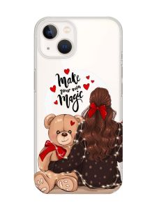 Магнітний чохол на iPhone 15 Plus із підтримкою MagSafe :: Дівчина з ведмедиком (принт 188)