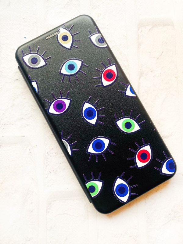 Чохол-книжка з малюнком для Samsung Galaxy A30 (2019) A305/A20 Чорний :: Різнокольорові очі (принт 336)