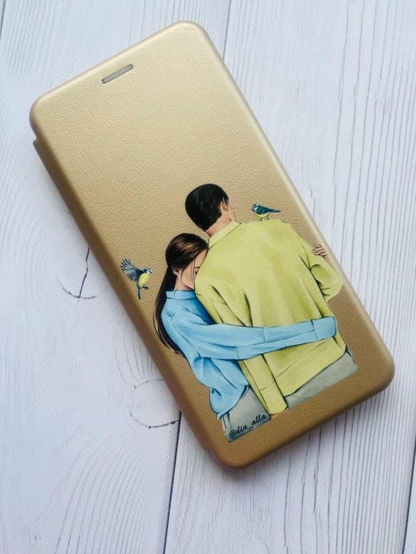 Чохол-книжка з малюнком для Samsung Galaxy A03/A035 Золотий :: Українська пара (принт 14)