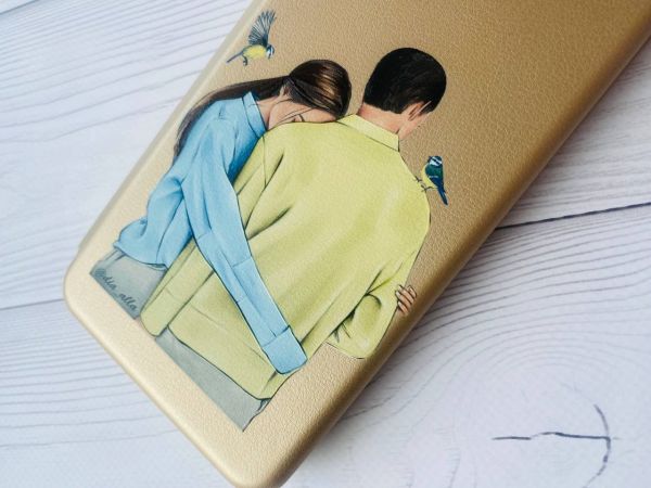Чохол-книжка з малюнком для Samsung Galaxy A03/A035 Золотий :: Українська пара (принт 14)