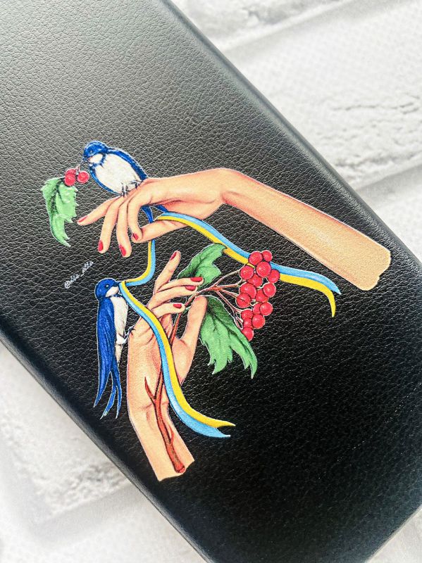 Чохол-книжка з малюнком для Samsung Galaxy А30 (2019) А305 / A20 Чорний :: Ластівки (принт 15)