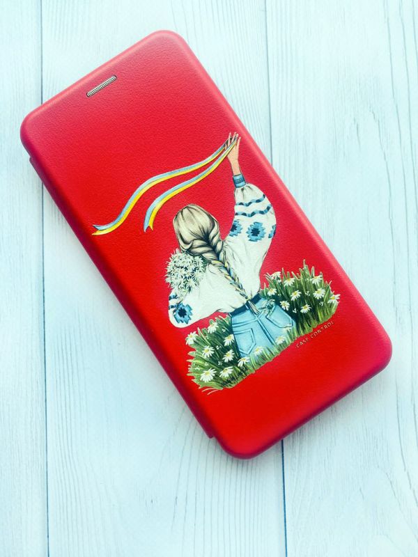 Чохол-книжка з малюнком для Samsung Galaxy A50 (2019) A505/A30s Червоний; Дівчина зі стрічкою (принт 17)
