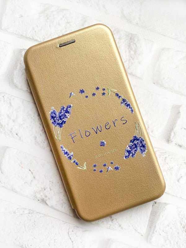 Чохол-книжка з малюнком для Samsung Galaxy А50 (2019) А505/A30s Золотий; Лавандовий віночок (принт 19)