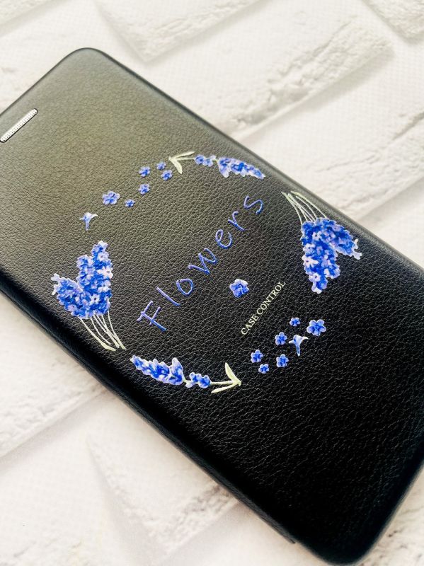Чохол-книжка з малюнком для Samsung Galaxy J2 Pro (2018) J250 Чорний; Лавандовий віночок (принт 19)
