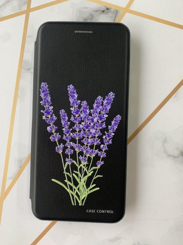 Чохол-книжка з малюнком для Samsung Galaxy J2 Pro (2018) J250 Чорний; Лаванда (принт 28)