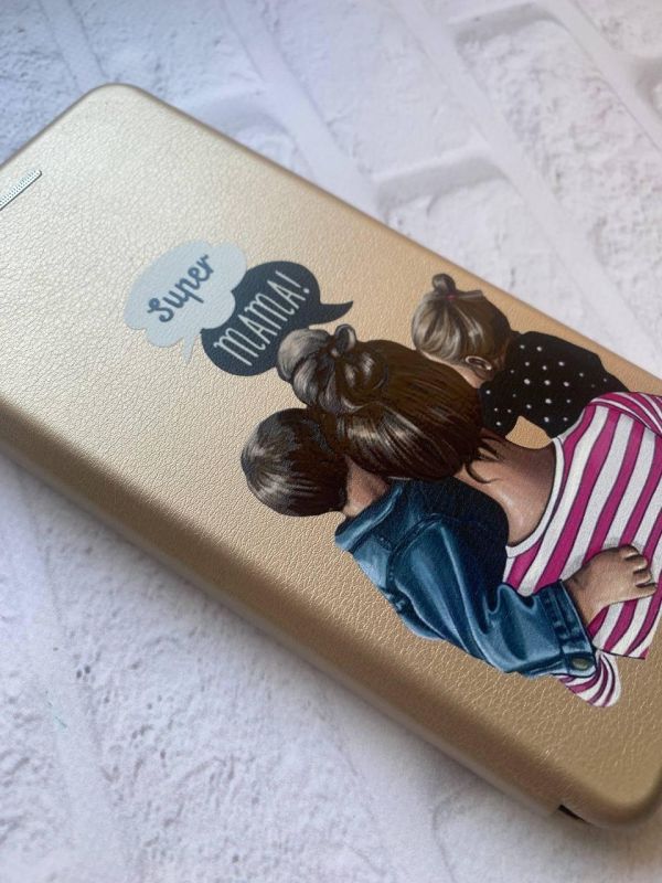 Чохол-книжка з малюнком для Samsung Galaxy A52 Золотий :: Супер Мама (принт 29)