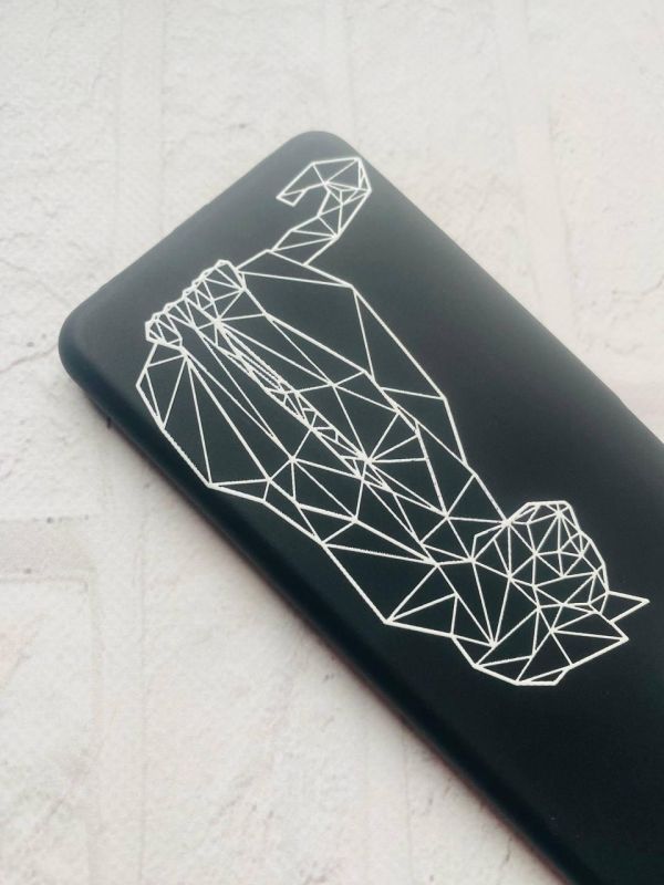 Матовий чорний чохол на iPhone 11 Pro Max (6.5) Котик принт 125