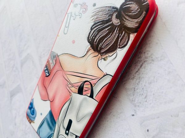 Чохол-книжка з малюнком для Samsung Galaxy A30 (2019) A305/A20 Червоний :: Дівчина з рюкзаком (принт 30)