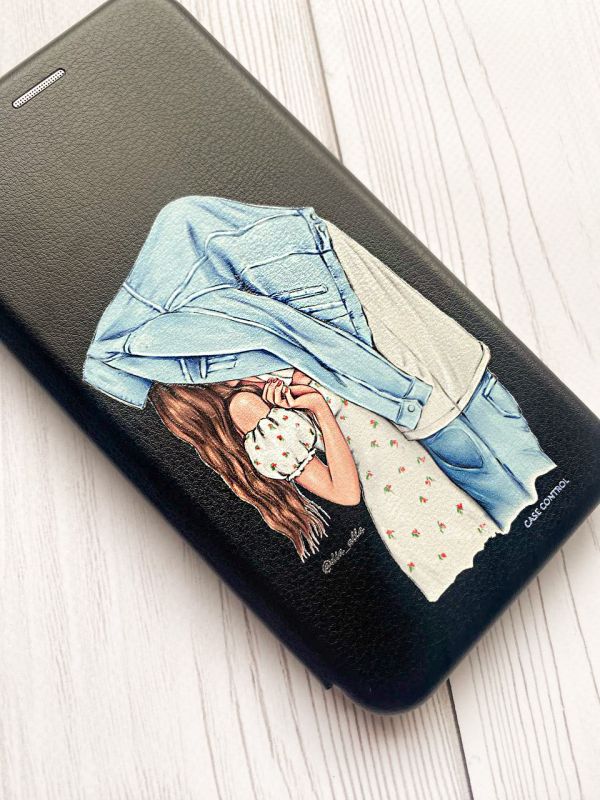 Чохол-книжка з малюнком для iPhone 7, 8 Чорний :: Поцілунок (принт 33)