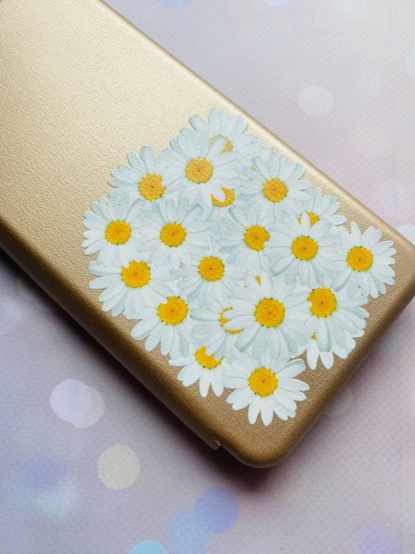 Чохол-книжка з малюнком для Xiaomi Poco C40 Золотий :: Букет ромашок (принт 40)