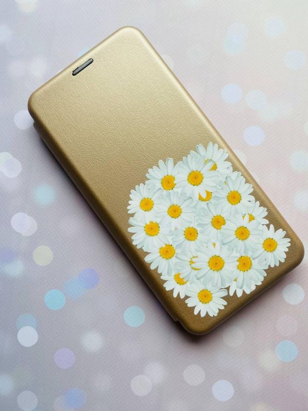 Чохол-книжка з малюнком для Xiaomi Poco C40 Золотий :: Букет ромашок (принт 40)