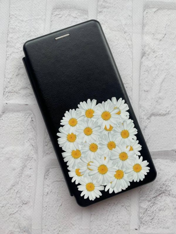 Чохол-книжка з малюнком для Samsung Galaxy M52 (2021) M526 Чорний; Букет ромашок (принт 40)