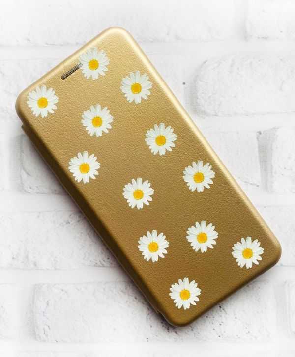 Чохол-книжка з малюнком для Samsung Galaxy A03s Золотий; Фон ромашки (принт 41)
