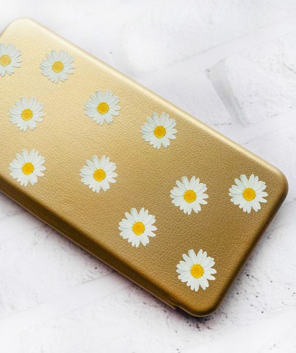 Чохол-книжка з малюнком для Samsung Galaxy A50 (2019) A505/A30s Золотий; Фон ромашки (принт 41)