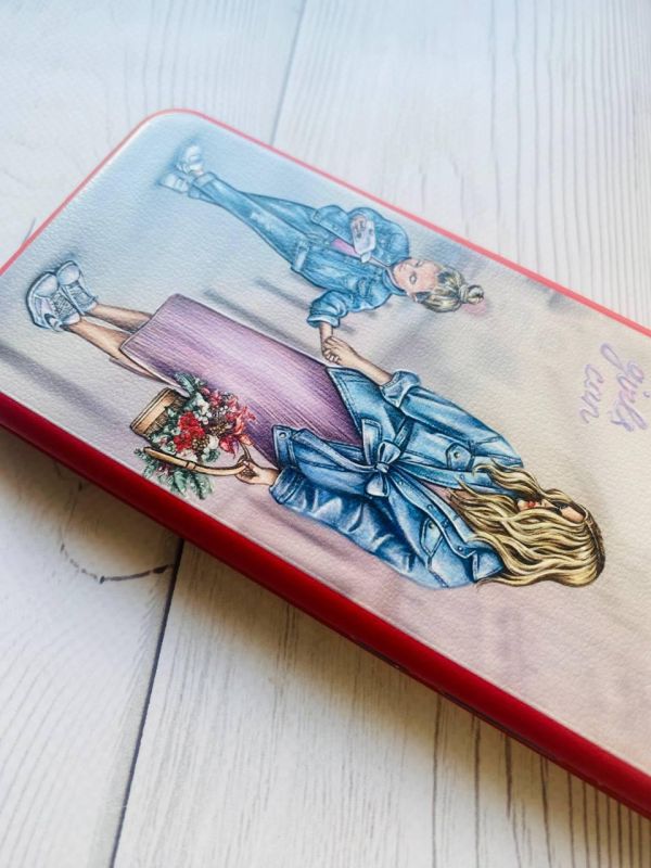 Чохол-книжка з малюнком для Xiaomi Redmi 9А Червоний :: Мама і донька (принт 56)