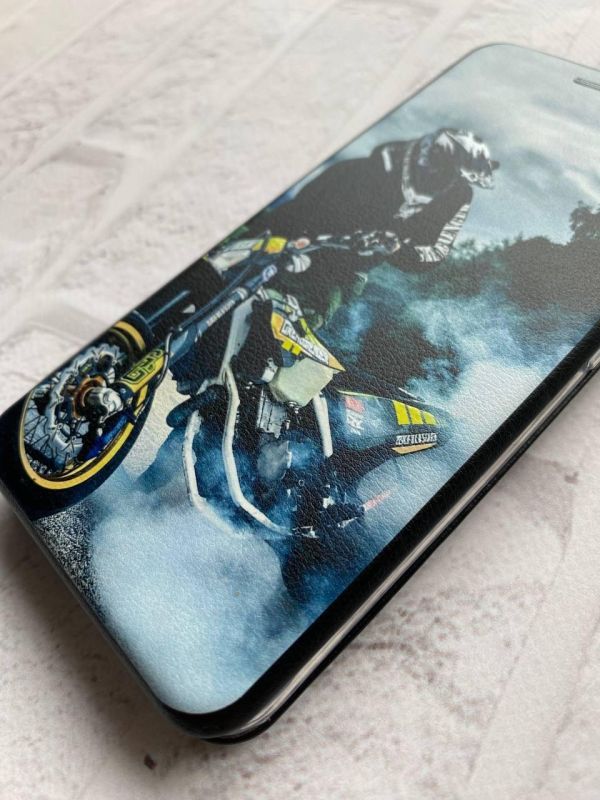 Чохол-книжка з малюнком для Samsung Galaxy A30 (2019) A305/A20 Чорний :: Мото Драйв (принт 68)