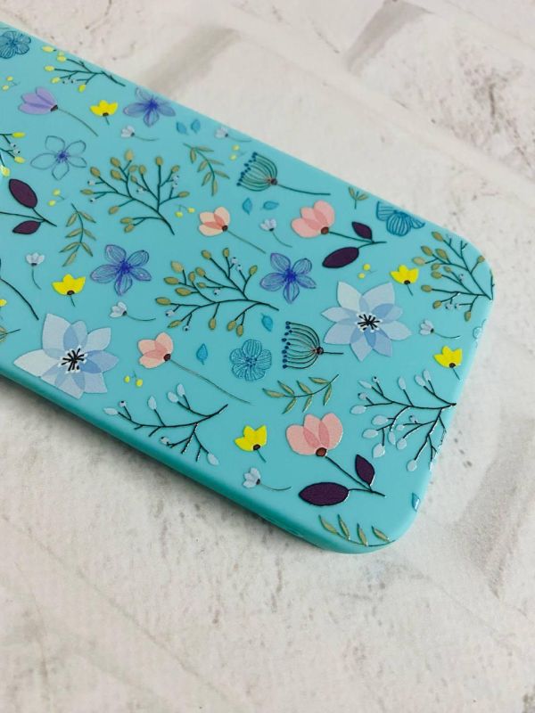 Матовий бірюзовий чохол на Xiaomi Redmi 9А :: Квітковий фон (принт 267)
