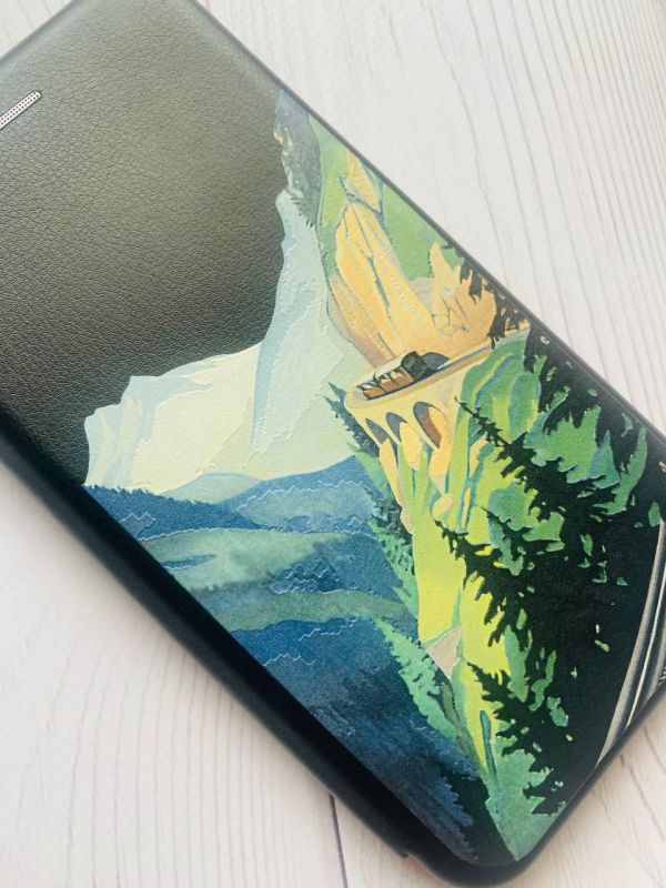 Чохол-книжка з малюнком для Xiaomi Redmi Note 10/Note 10s Чорний :: Пейзаж. Гори (принт 87)