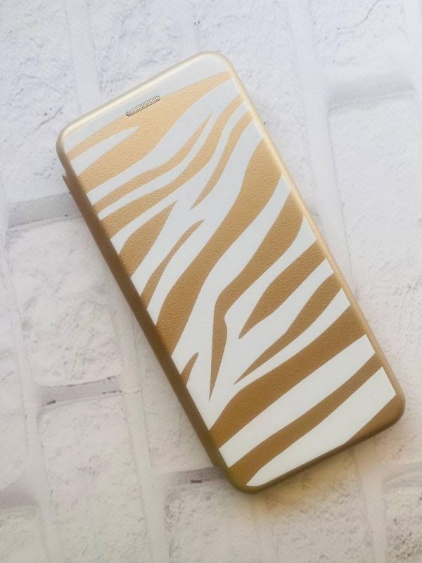 Чохол-книжка з малюнком для Xiaomi Redmi Note 8 Pro Золотий; Фон Зебра (принт 91)