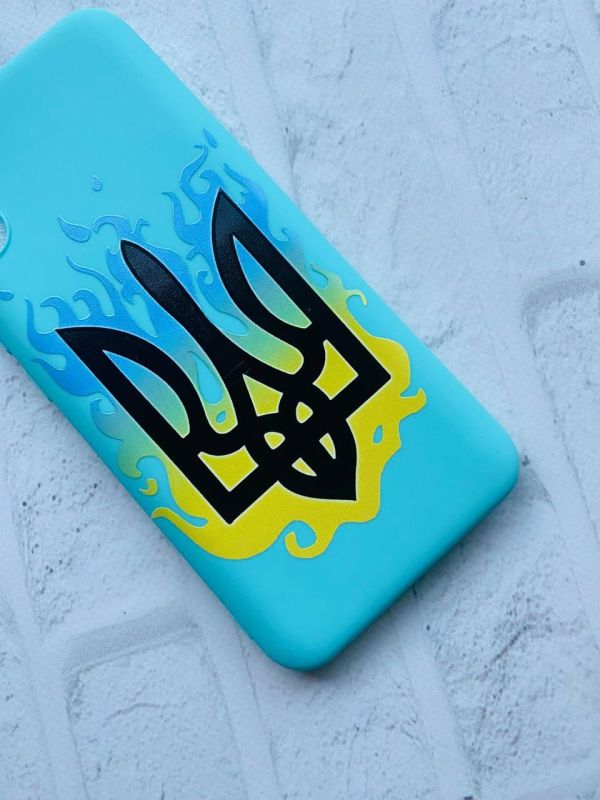 Матовий бірюзовий чохол на Samsung Galaxy А50 (2019) А505F :: Тризуб Полум'я (принт 257)