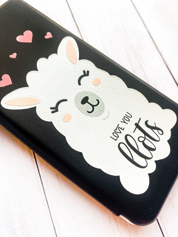 Чохол-книжка з малюнком для Xiaomi Redmi Note 8 Pro Чорний; Лама (принт 94)