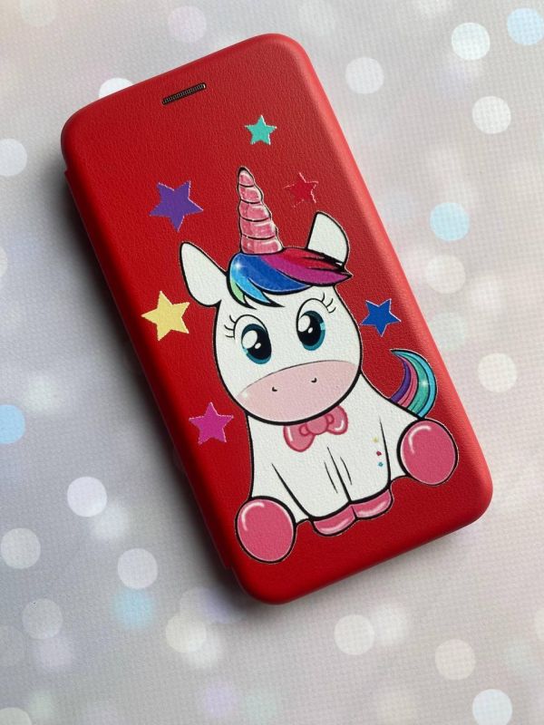 Чохол-книжка з малюнком для Samsung Galaxy A31 Червоний; Єдиноріг (принт 102)