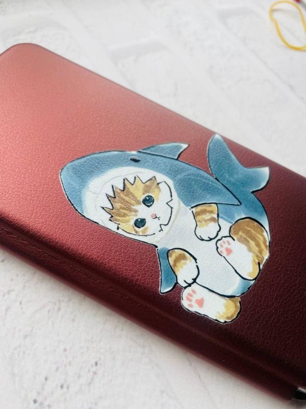 Чохол-книжка з малюнком для Xiaomi Redmi Note 8 Pro Бордовий :: Кошеня (принт 120)