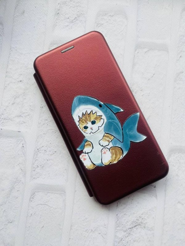 Чохол-книжка з малюнком для Samsung Galaxy S20 FE (G780) Бордовий :: Кошеня (принт 120)