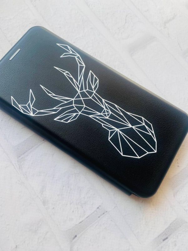 Чохол-книжка з малюнком для Samsung Galaxy A50 (2019) A505/A30s Чорний; Олень (принт 129)