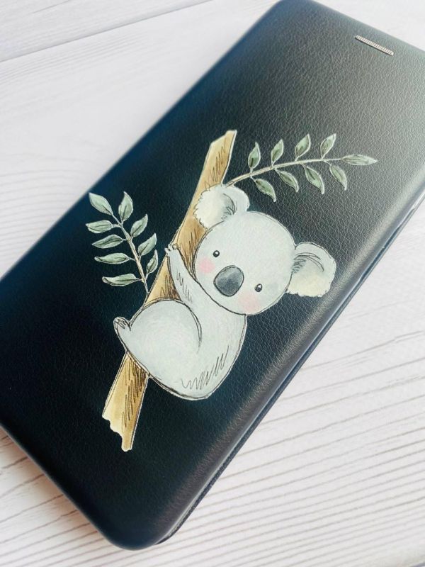 Чохол-книжка з малюнком для Xiaomi Redmi Note 8T Чорний; Коала (принт 132)