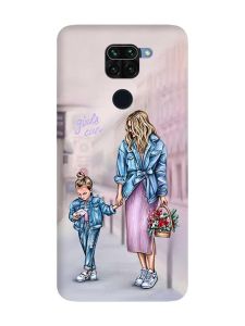 Матовий чохол з чорними боками на Xiaomi Redmi Note 9 :: Мама і донька (принт 56)