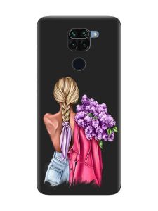 Матовий чорний чохол на Xiaomi Redmi Note 9 :: Дівчина з бузком (принт 7)