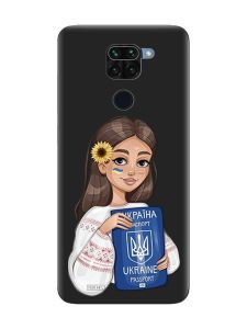 Матовий чорний чохол на Xiaomi Redmi Note 9 :: Дівчина з паспортом (принт 12)