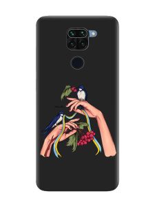 Матовий чорний чохол на Xiaomi Redmi Note 9 :: Ластівки (принт 15)