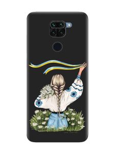 Матовий чорний чохол на Xiaomi Redmi Note 9 :: Дівчина зі стрічкою (принт 17)