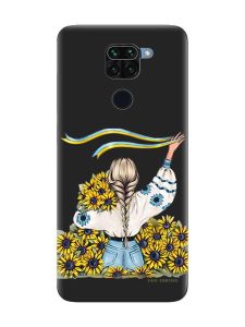 Матовий чорний чохол на Xiaomi Redmi Note 9 :: Дівчина зі стрічкою (принт 25)
