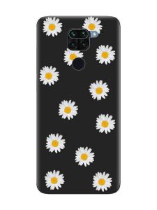 Матовий чорний чохол на Xiaomi Redmi Note 9 :: Фон ромашки (принт 41)