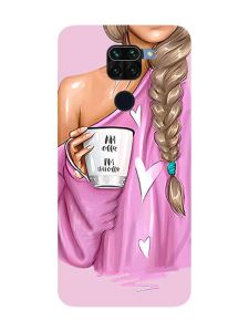 Матовий чохол з чорними боками на Xiaomi Redmi Note 9 :: Дівчина з кавою (принт 58)