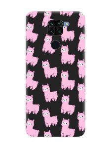 Матовий чорний чохол на Xiaomi Redmi Note 9 :: Лами рожеві (принт 101)