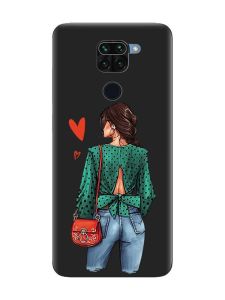 Матовий чорний чохол на Xiaomi Redmi Note 9 :: Дівчина в зеленому (принт 224)
