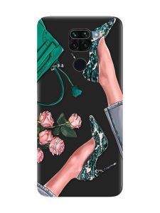 Матовий чорний чохол на Xiaomi Redmi Note 9 :: Туфельки і квіти (принт 225)