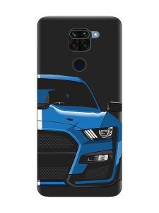 Матовий чорний чохол на Xiaomi Redmi Note 9 :: Авто синє (принт 229)