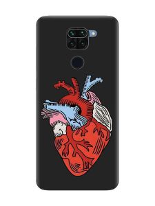 Матовий чорний чохол на Xiaomi Redmi Note 9 :: Серце анатомічне (принт 250)
